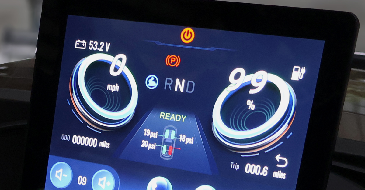 Tire pressure sensor on vertical screen whisper golf carts