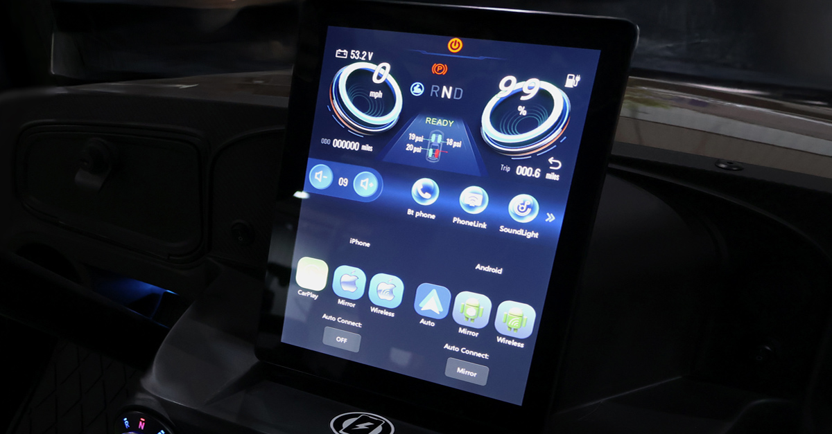 Vertical Touchscreen with PIN input for the Halo & Halo xl golf cart models.
