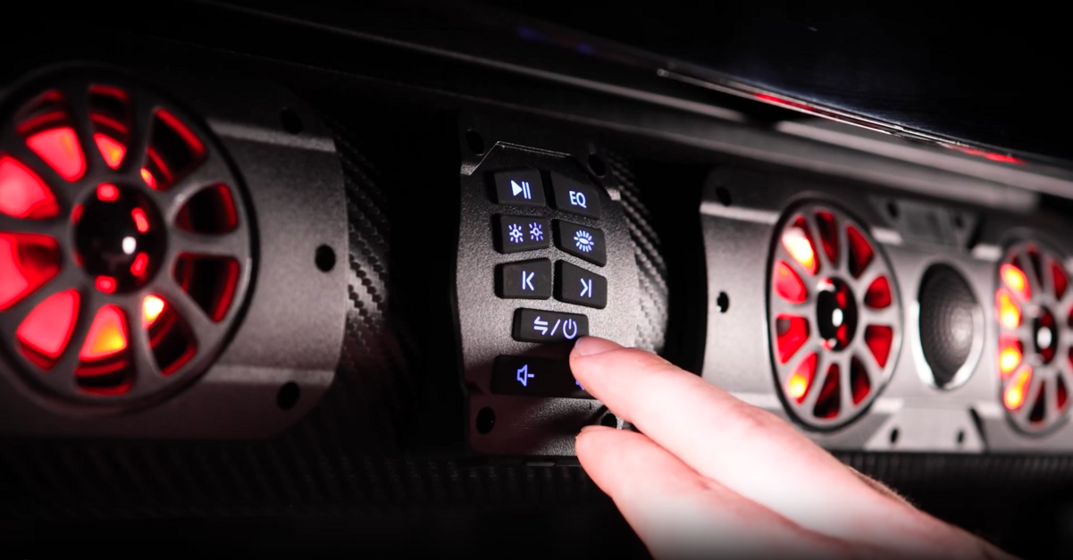 Golf cart sound bar controls