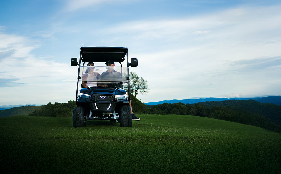 Whisper G4 golf cart on the golf course
