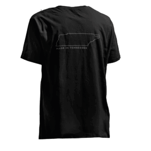 Whisper unisex black t-shirt Made in TN design back view
